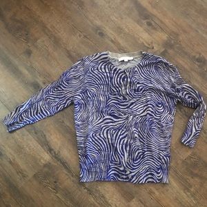 Loft Purple and tan Zebra print cardigan